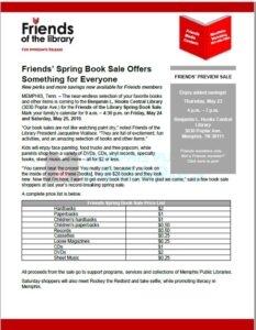 Friends Spring 2019 Book Sale Media Release THUMBNAIL